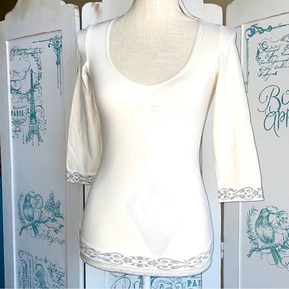 Last Tango 💃🏻 NWOT Ruched 3/4 Sleeve Seamless Black Top Size S/M - Picture 7 of 12